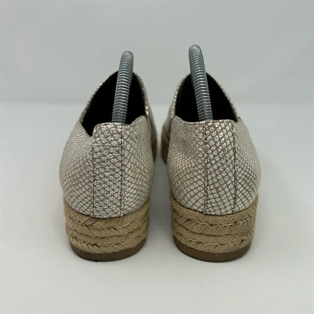 Naturalizer Loafers Womens 10.5M Gold Metallic Espadrille Slip-On Platform